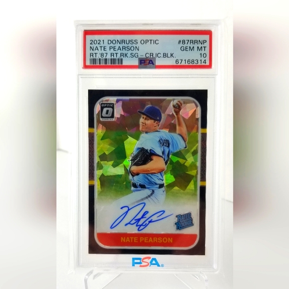 2022 Donruss Optic Nate Pearson RC AUTO RT 87 BLK Cracked Ice/25 #87RRNP -PSA 10 - Picture 1 of 3